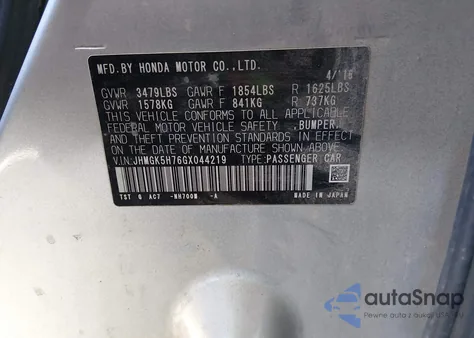 2016 Honda Fit Ex z USA, uszkodzony, nr VIN JHMGK5H76GX044219